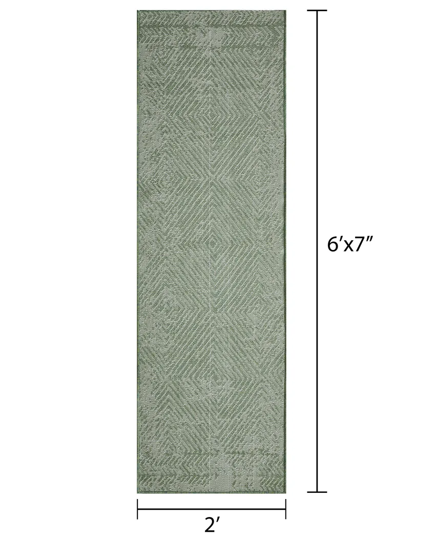 Kakra Green 2'2 x 7'6 Indoor/Outdoor Runner - Thumbnail - Image 2