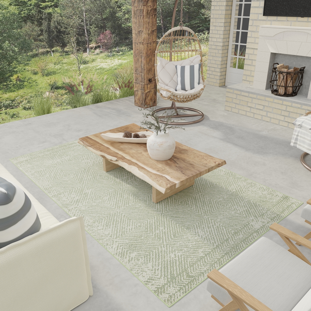 Kakra Green 5'3 x 7' Indoor/Outdoor Rug - Thumbnail - Image 2