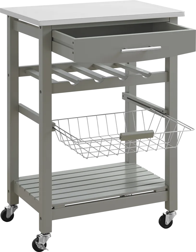 Kalany Gray Kitchen Cart - Thumbnail - Image 2