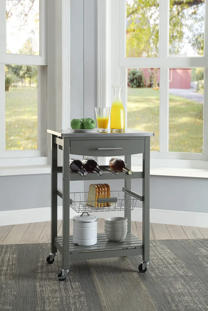 Kalany Gray Kitchen Cart - Thumbnail - Image 3