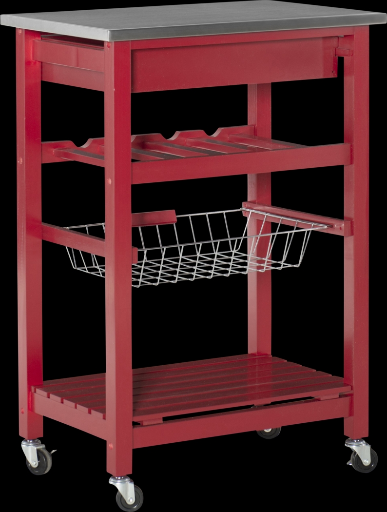 Kalany Red Kitchen Cart - Thumbnail - Image 2