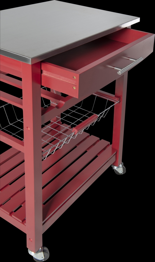 Kalany Red Kitchen Cart - Thumbnail - Image 3