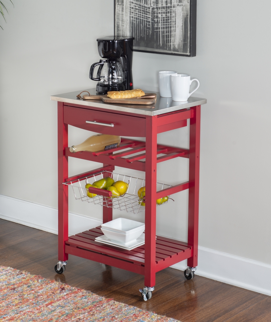 Kalany Red Kitchen Cart - Thumbnail - Image 5