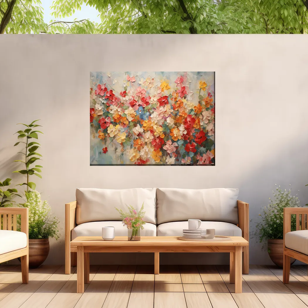 Kaleidoscope Flowers Red Indoor/Outdoor Wall Art - Thumbnail - Image 2