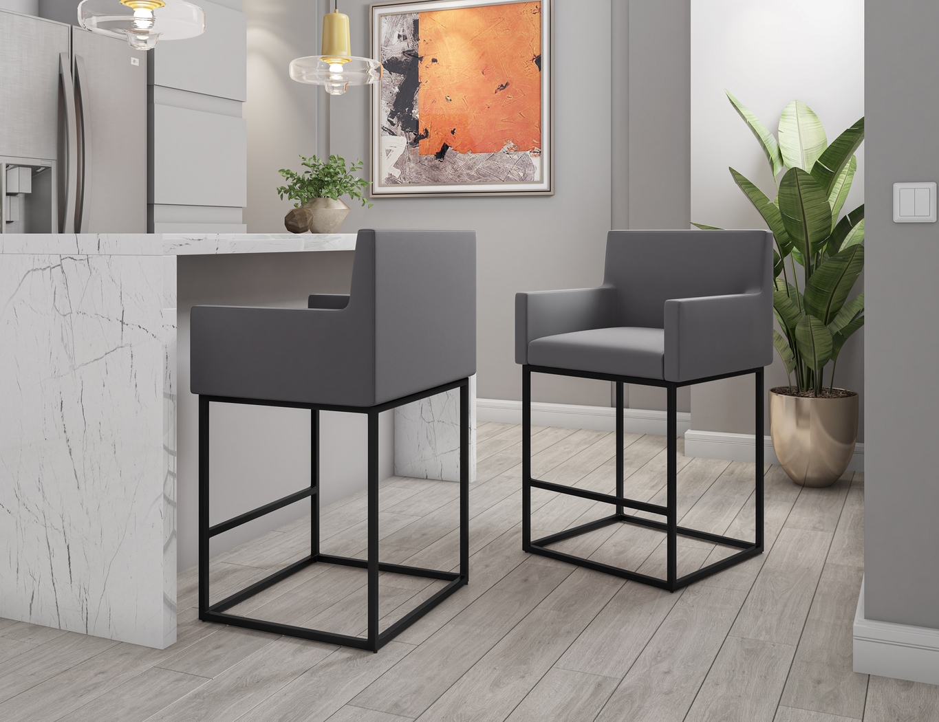 Kalmath Gray Counter Height Stool - Thumbnail - Image 6
