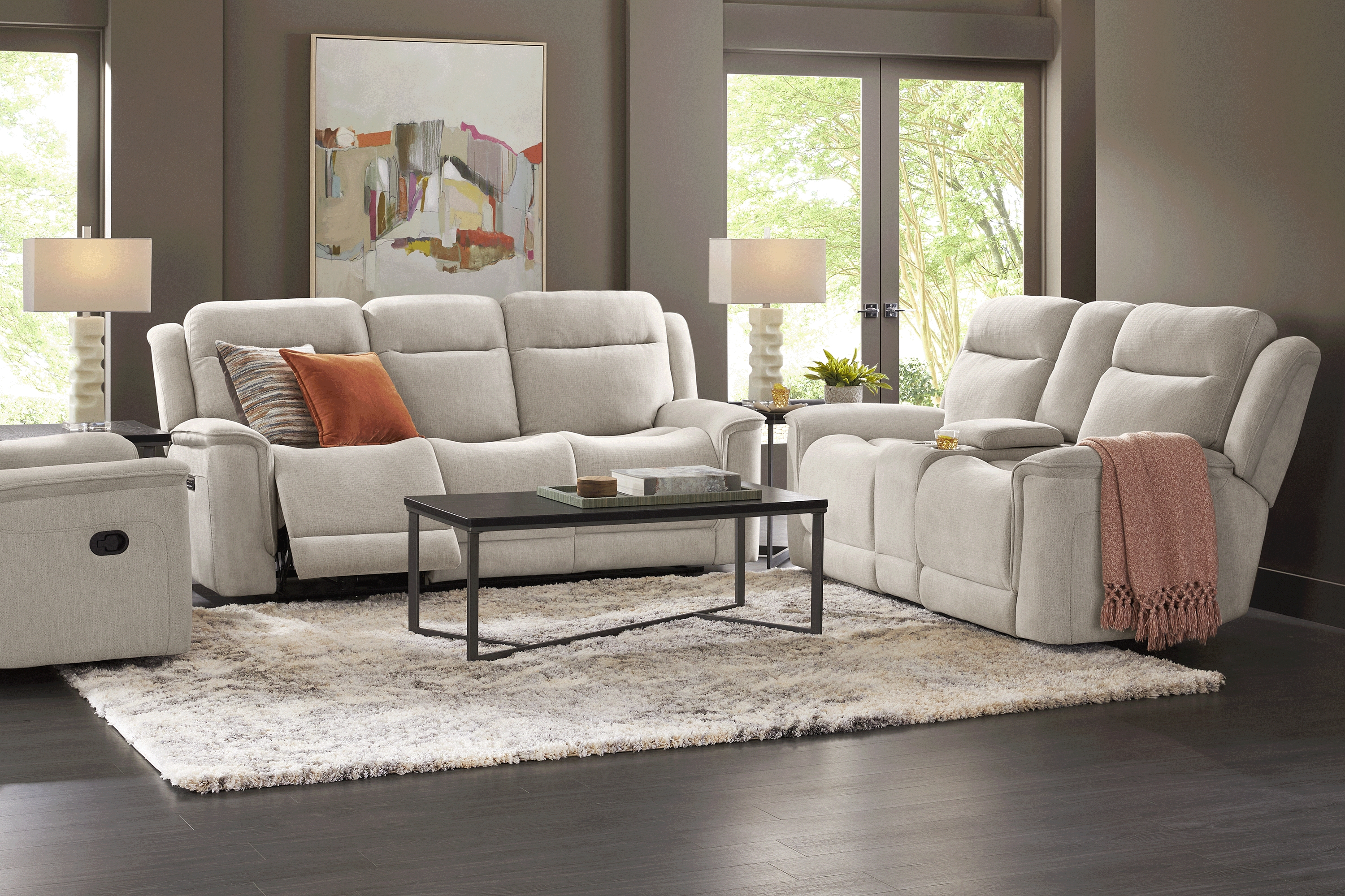 Kamden Place Cement 3 Pc Living Room with Dual Power Reclining Sofa - Thumbnail - Image 1