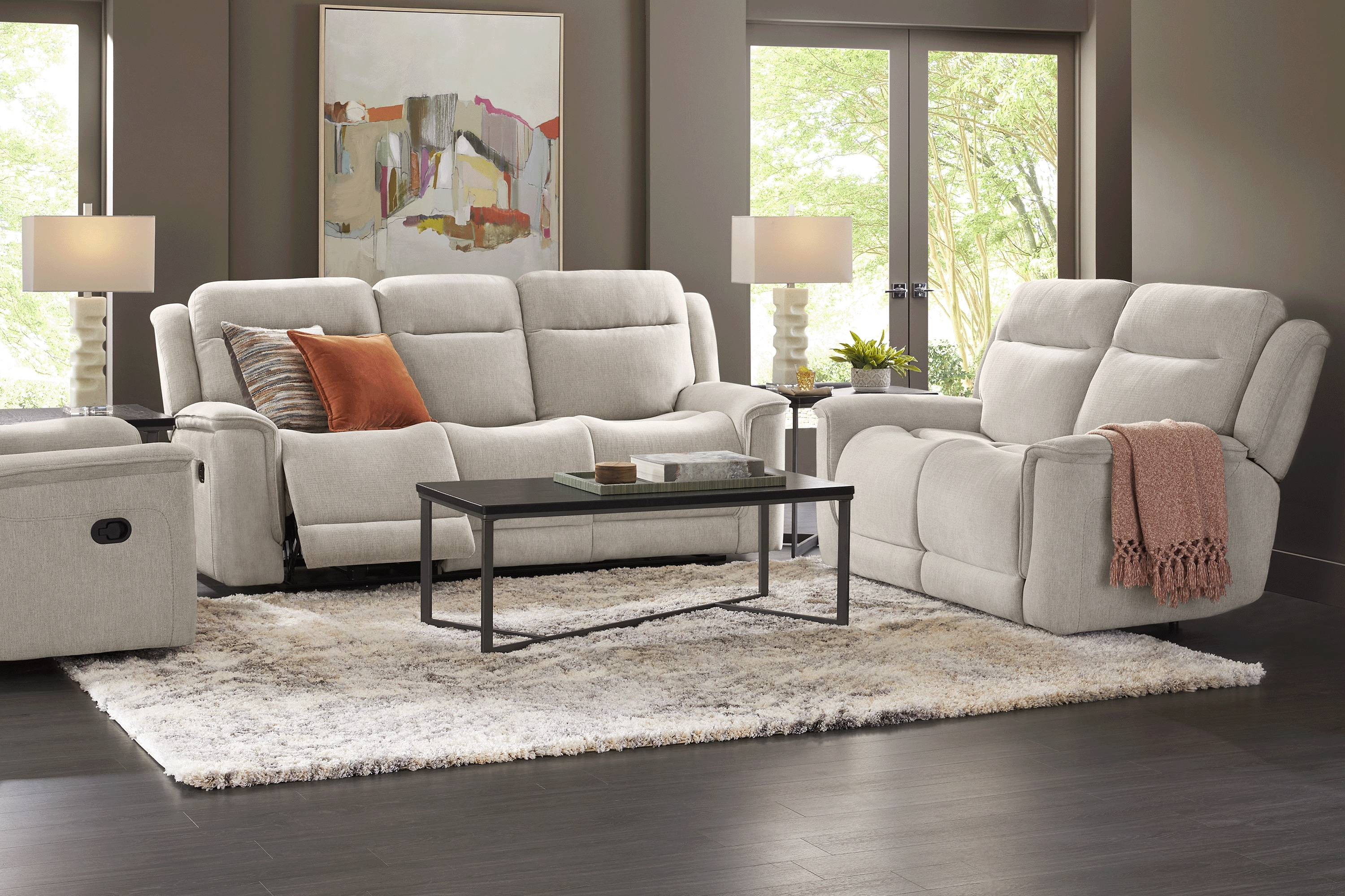 Kamden Place Cement 3 Pc Reclining Living Room - Thumbnail - Image 1