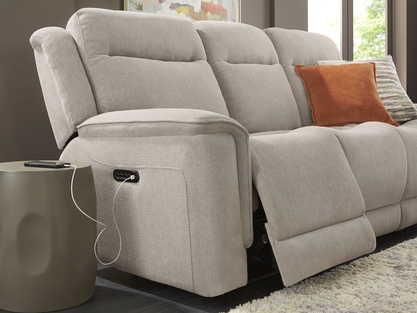 Kamden Place Cement 2 Pc Living Room with Dual Power Reclining Sofa - Thumbnail - Image 4