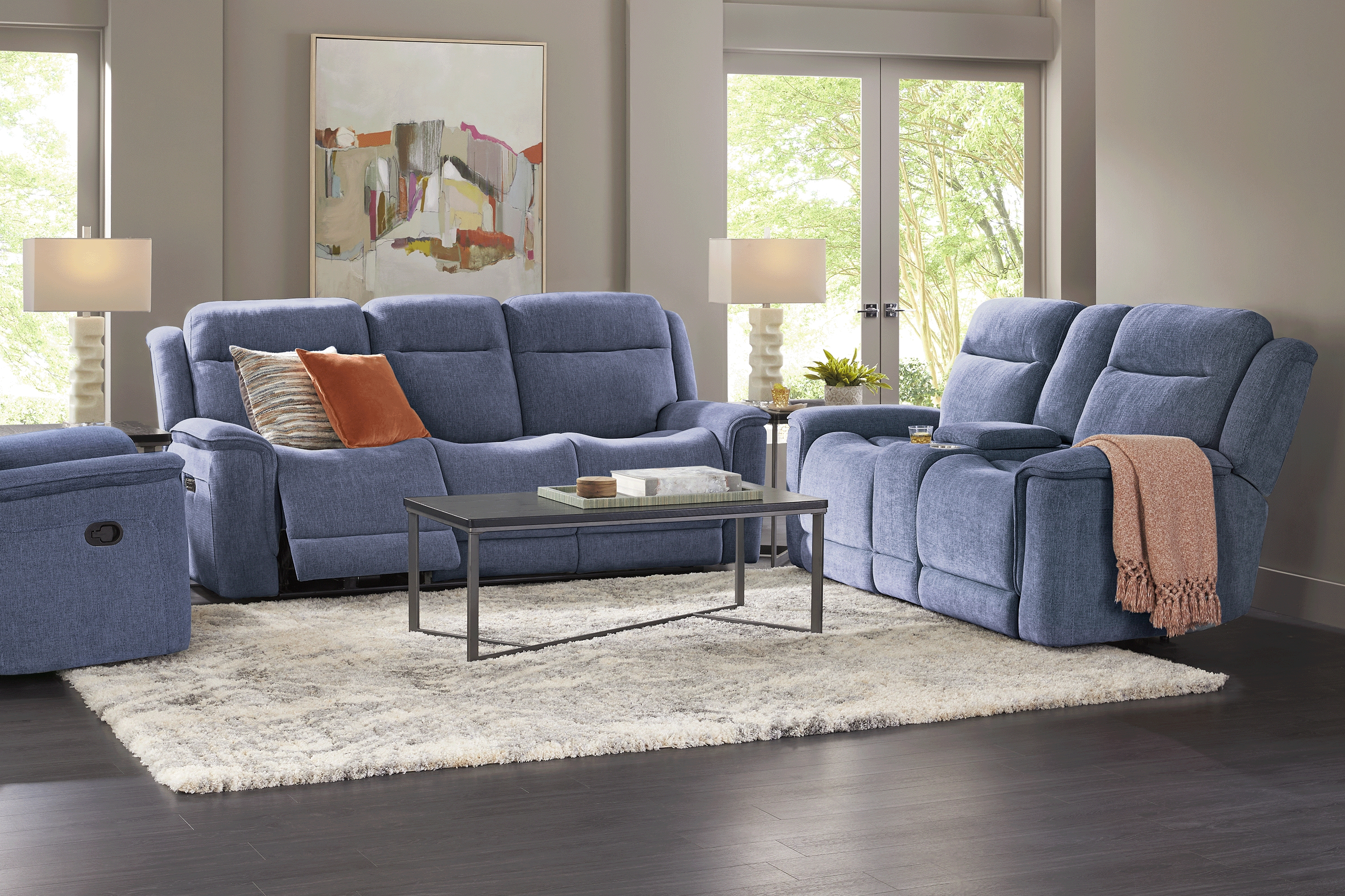 Kamden Place Cobalt 5 Pc Dual Power Reclining Living Room - Thumbnail - Image 1