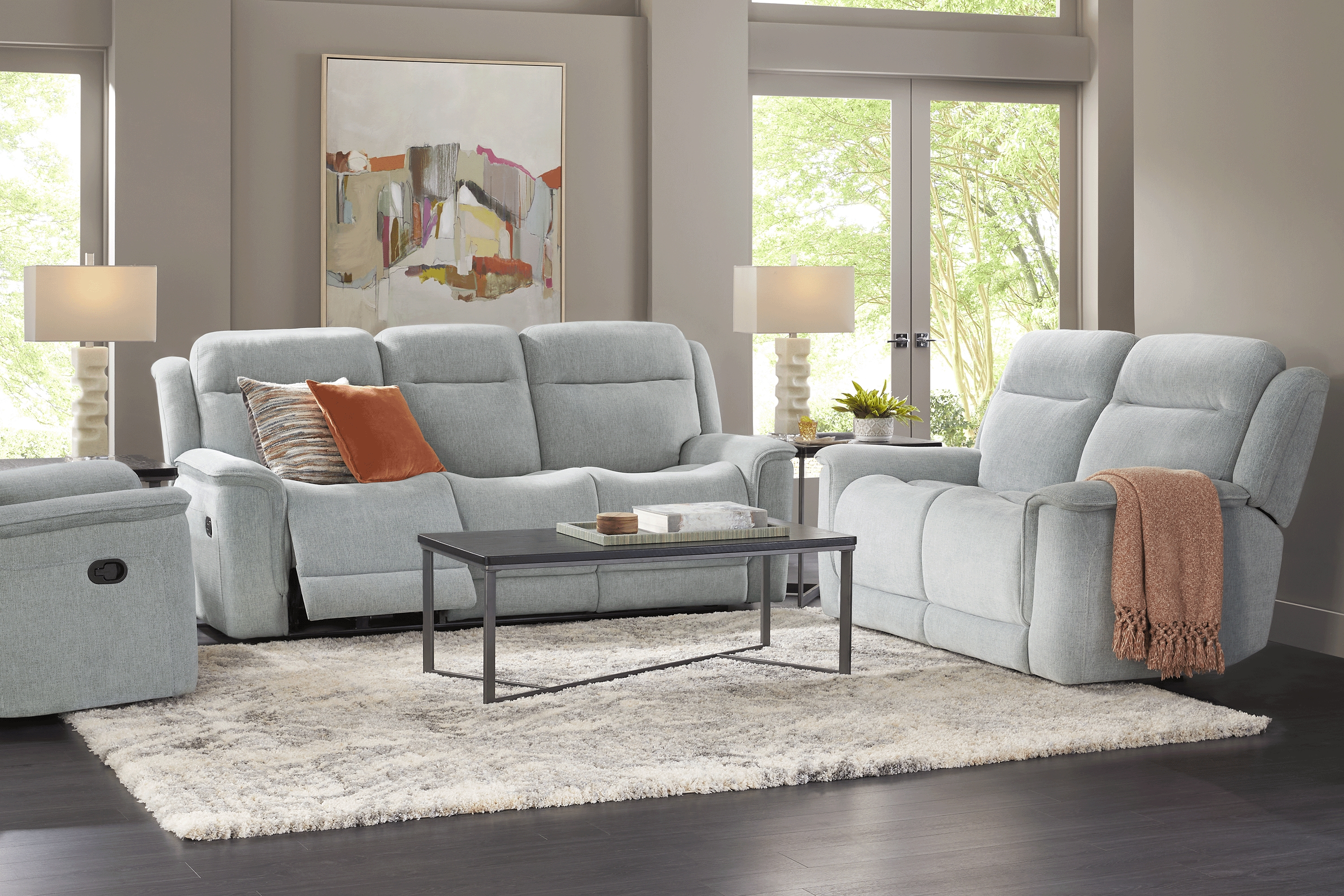 Kamden Place Seafoam 5 Pc Reclining Living Room - Thumbnail - Image 1