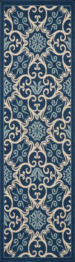 Kamia Navy 2'3 x 7'6 Runner Indoor/Outdoor Rug - Thumbnail - Image 1