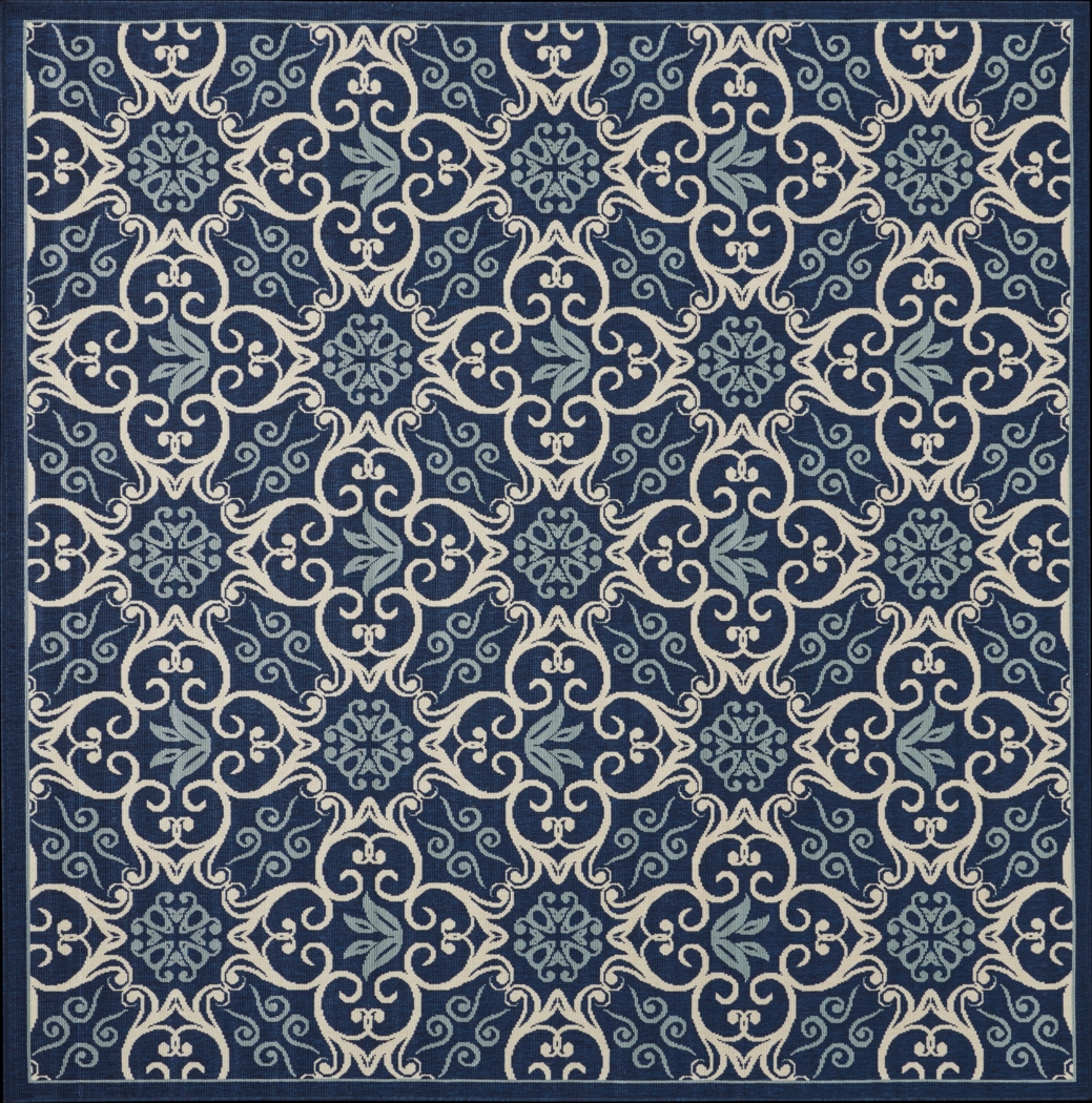 Kamia Navy 5' x 5' Indoor/Outdoor Rug - Thumbnail - Image 1