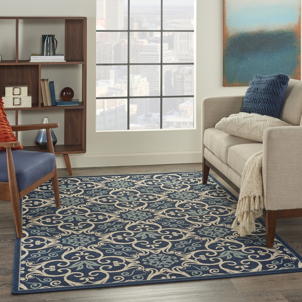 Kamia Navy 5' x 8' Indoor/Outdoor Rug - Thumbnail - Image 11