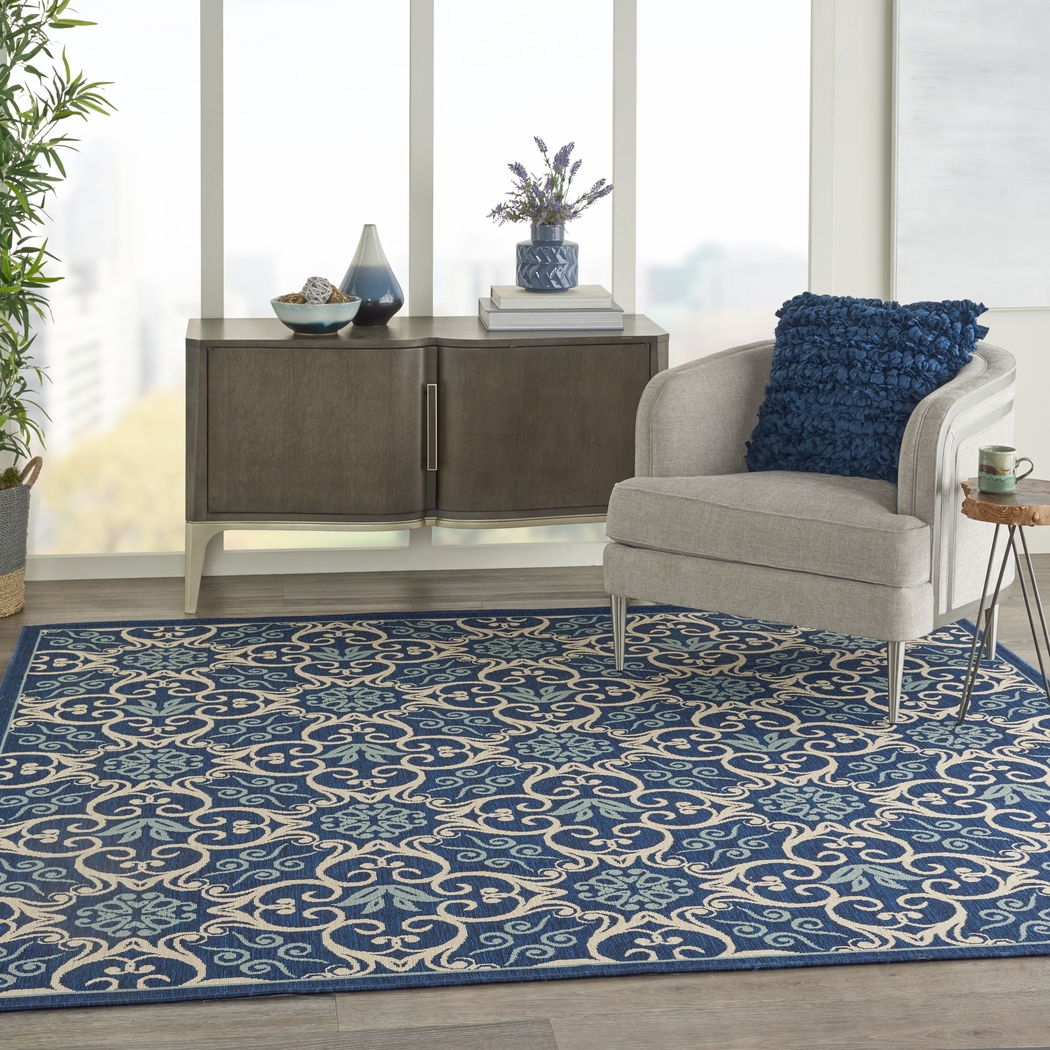 Kamia Navy 5' x 8' Indoor/Outdoor Rug - Thumbnail - Image 8