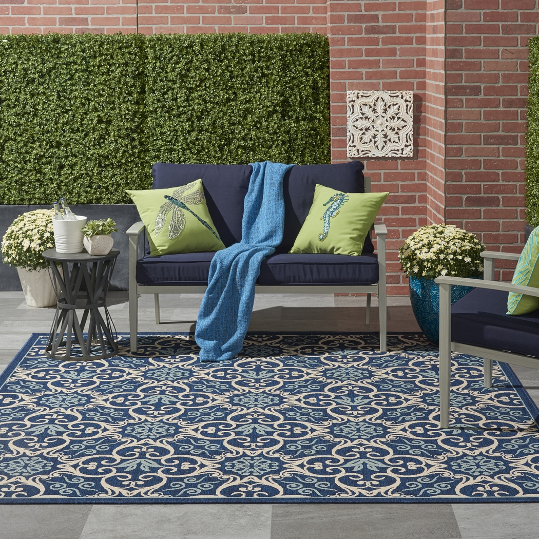 Kamia Navy 5' x 8' Indoor/Outdoor Rug - Thumbnail - Image 9