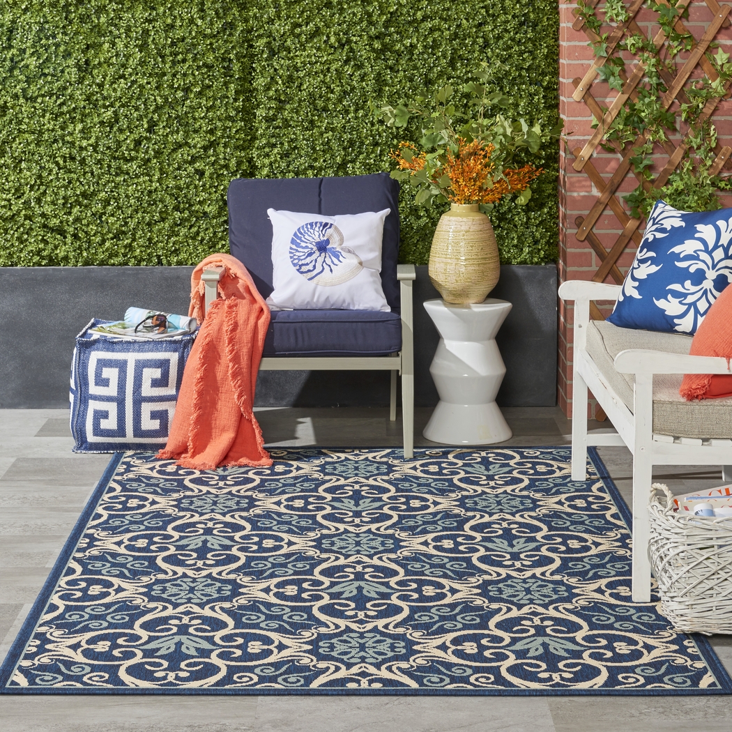 Kamia Navy 7' x 10' Indoor/Outdoor Rug - Thumbnail - Image 10
