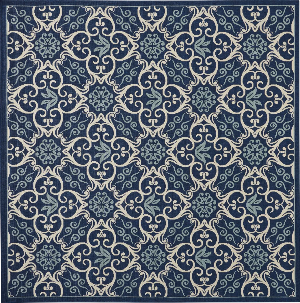 Kamia Navy 8' x 8' Indoor/Outdoor Rug - Thumbnail - Image 1