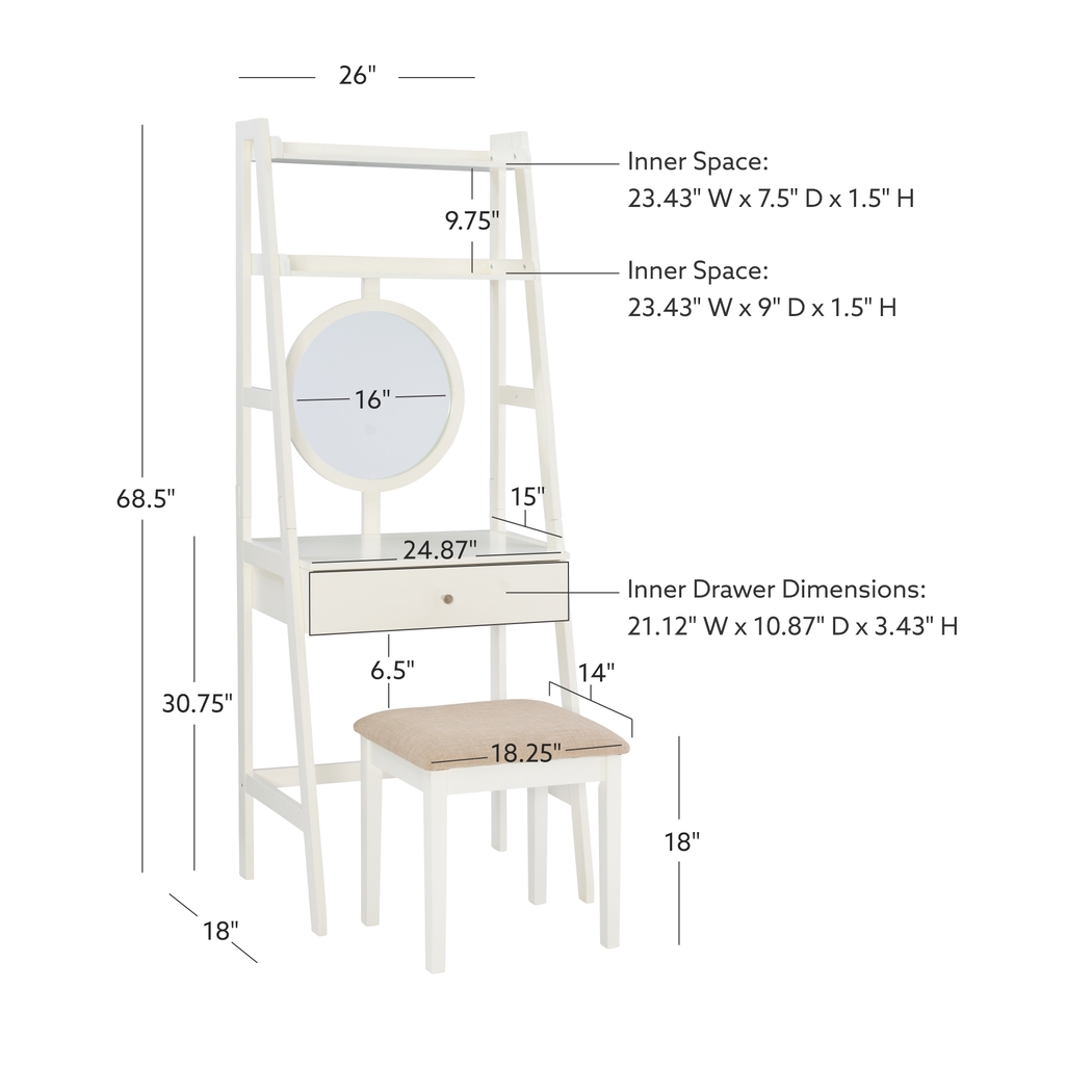 Kanawha White Vanity Set - Thumbnail - Image 8