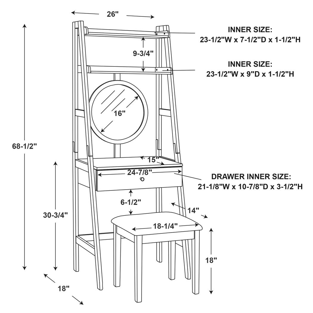 Kanawha White Vanity Set - Thumbnail - Image 9