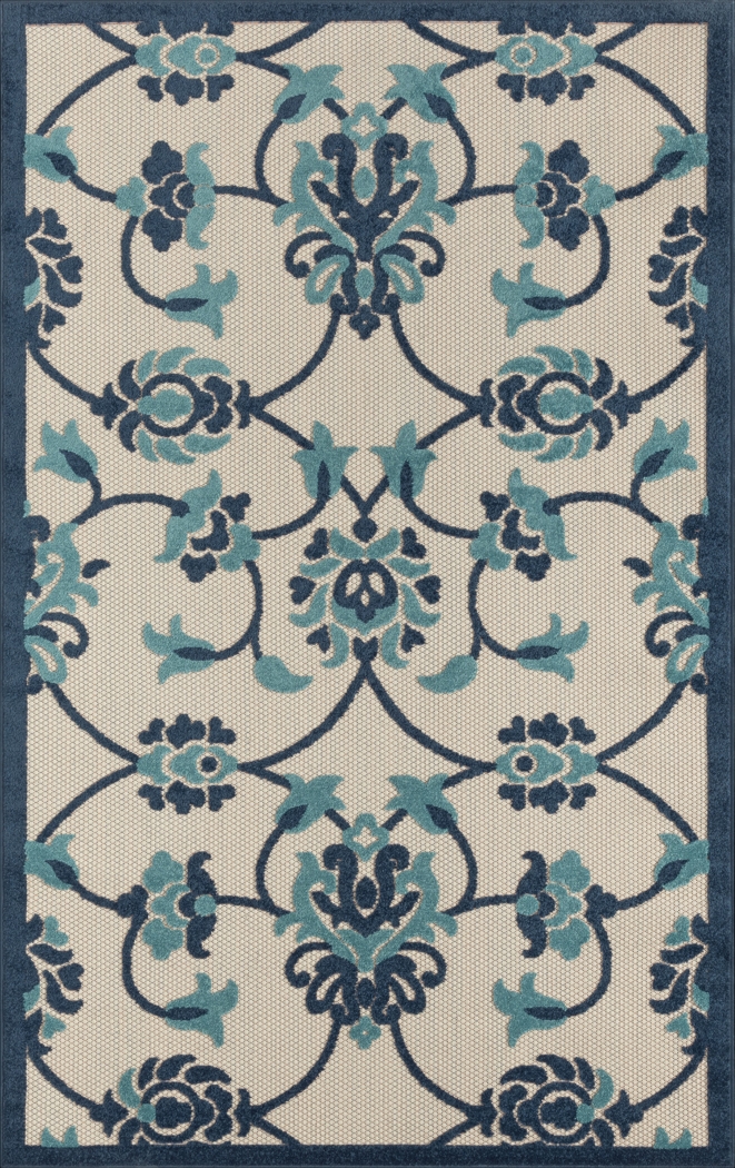 Kanguho Blue 7'10 x 9'10 Indoor/Outdoor Rug - Thumbnail - Image 1