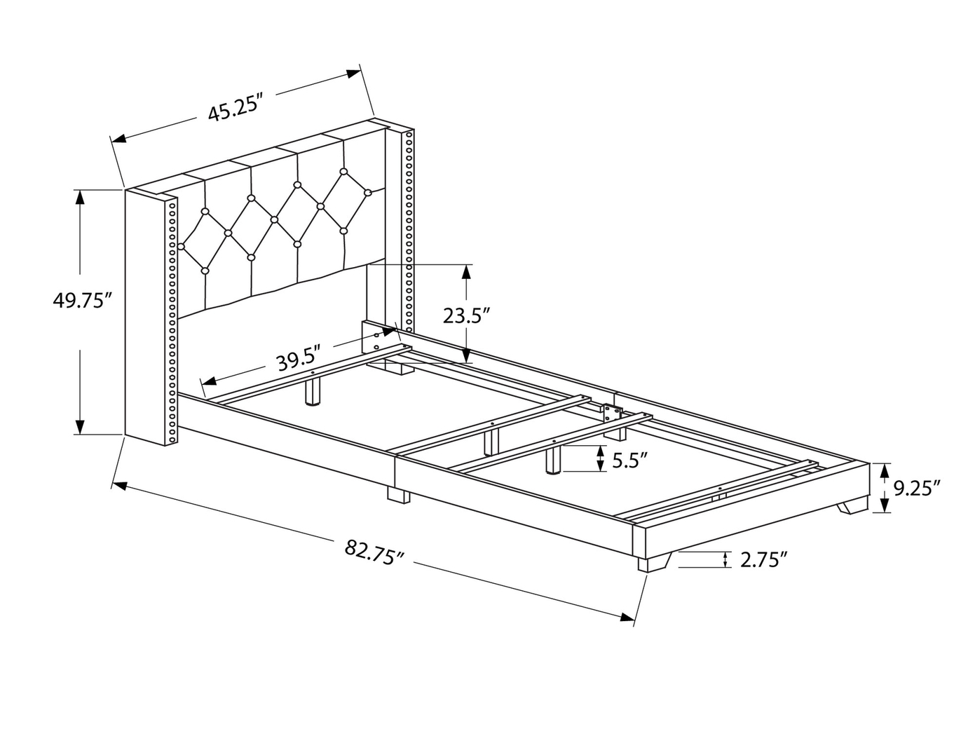 Kanlow Gray Twin Bed - Thumbnail - Image 3