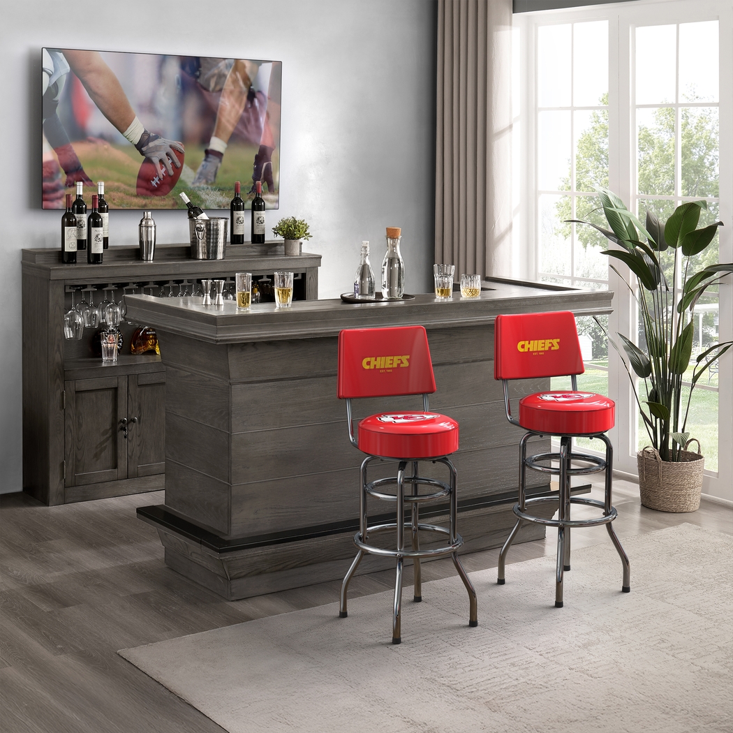 Kansas City Chiefs Red Swivel Barstool with Back - Thumbnail - Image 2