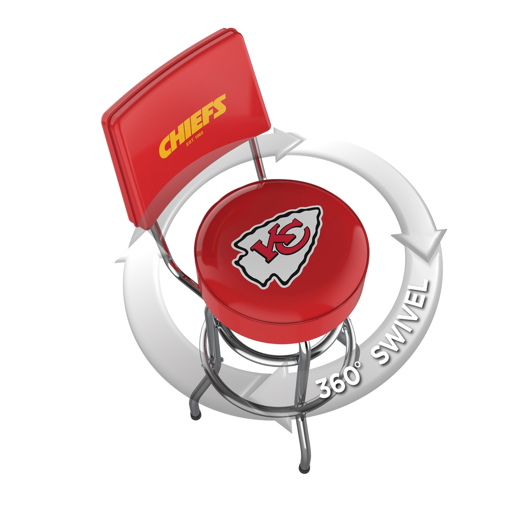 Kansas City Chiefs Red Swivel Barstool with Back - Thumbnail - Image 3
