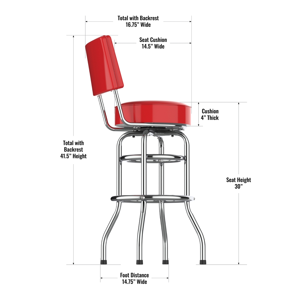 Kansas City Chiefs Red Swivel Barstool with Back - Thumbnail - Image 4