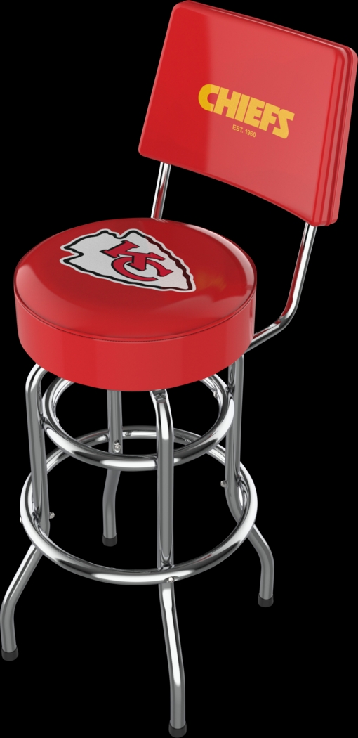 Kansas City Chiefs Red Swivel Barstool with Back - Thumbnail - Image 1
