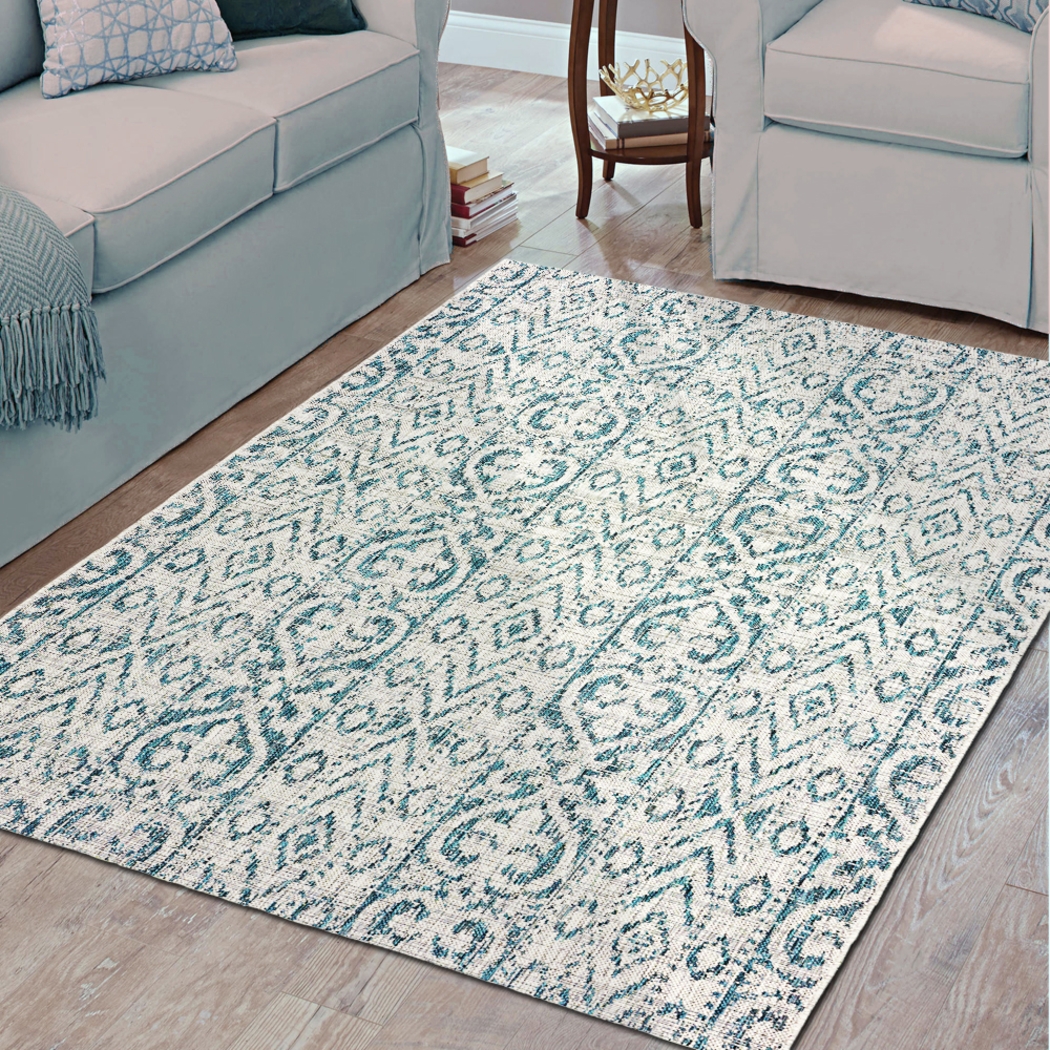 Karalea Blue 7'9 x 9'5 Indoor/Outdoor Rug - Thumbnail - Image 3
