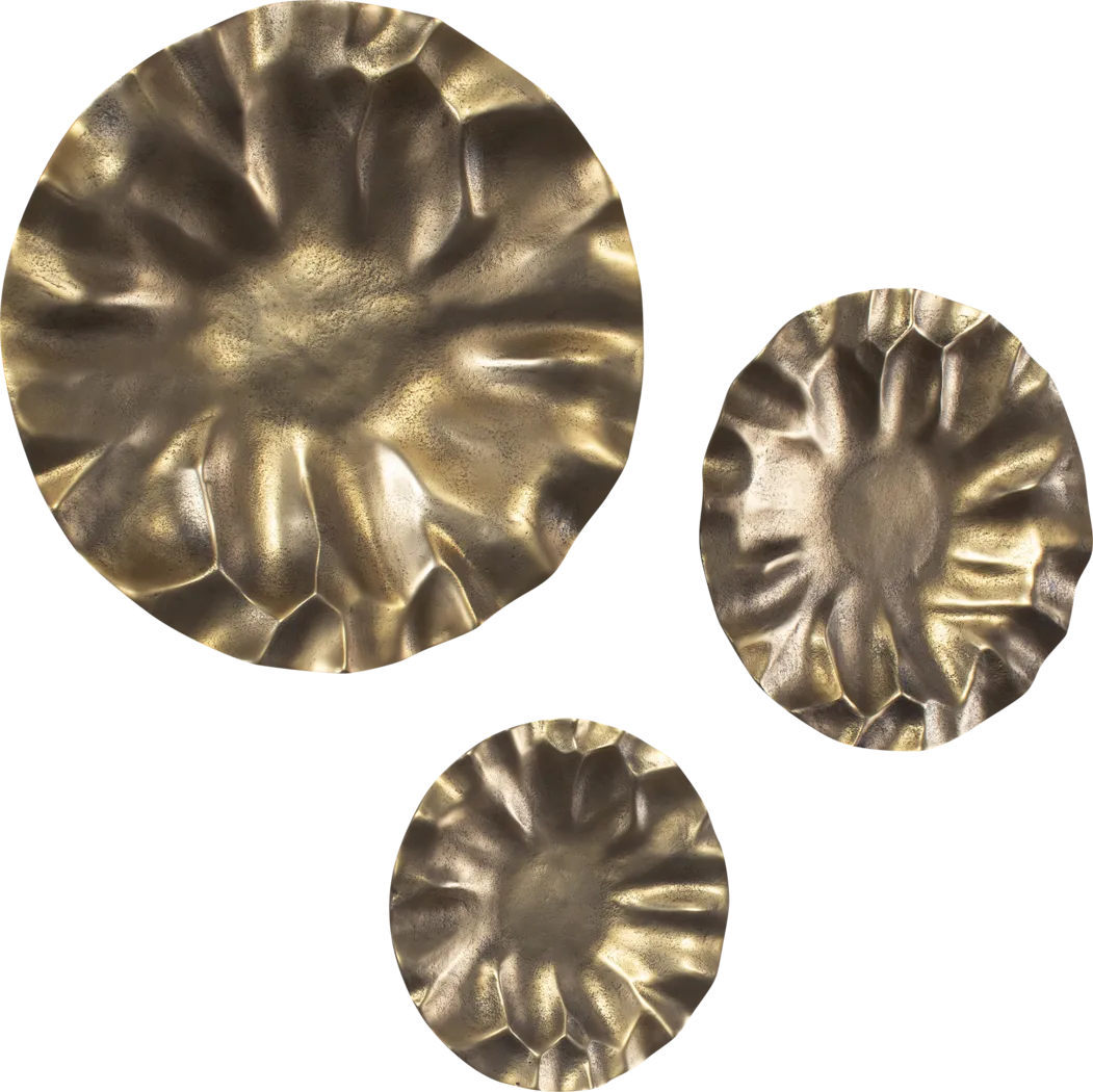 Karalina Gold Outdoor Wall Art, Set of 3 - Thumbnail - Image 4