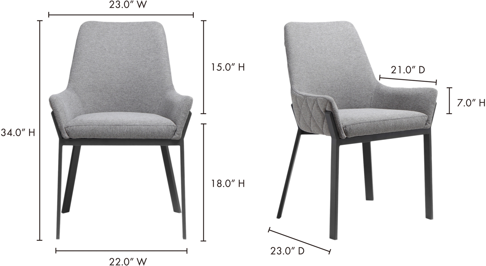 Karlowe Gray Arm Chair, Set of 2 - Thumbnail - Image 10