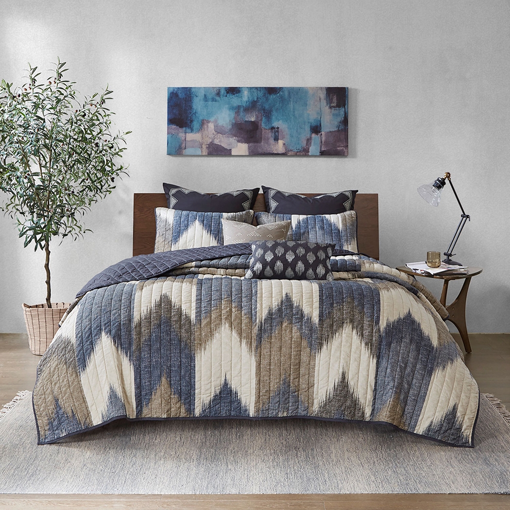 Kartr Blue Full/Queen 3 pc Quilt Set - Thumbnail - Image 2