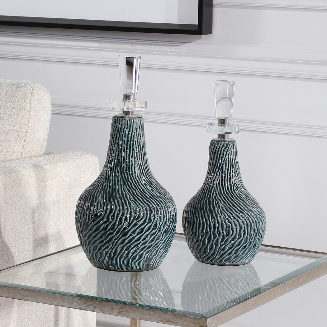 Kaseem Teal Decor Bottle, Set of 2 - Thumbnail - Image 3