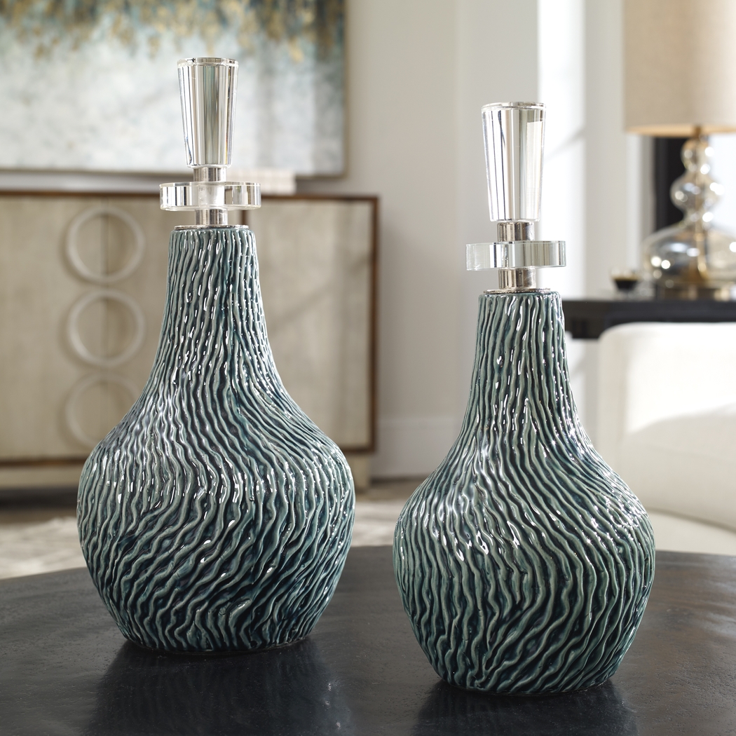 Kaseem Teal Decor Bottle, Set of 2 - Thumbnail - Image 4
