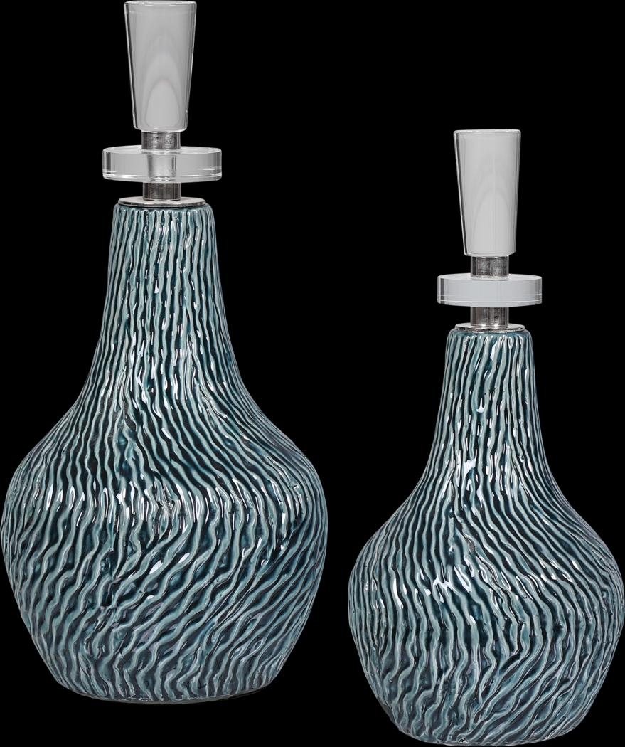 Kaseem Teal Decor Bottle, Set of 2 - Thumbnail - Image 1
