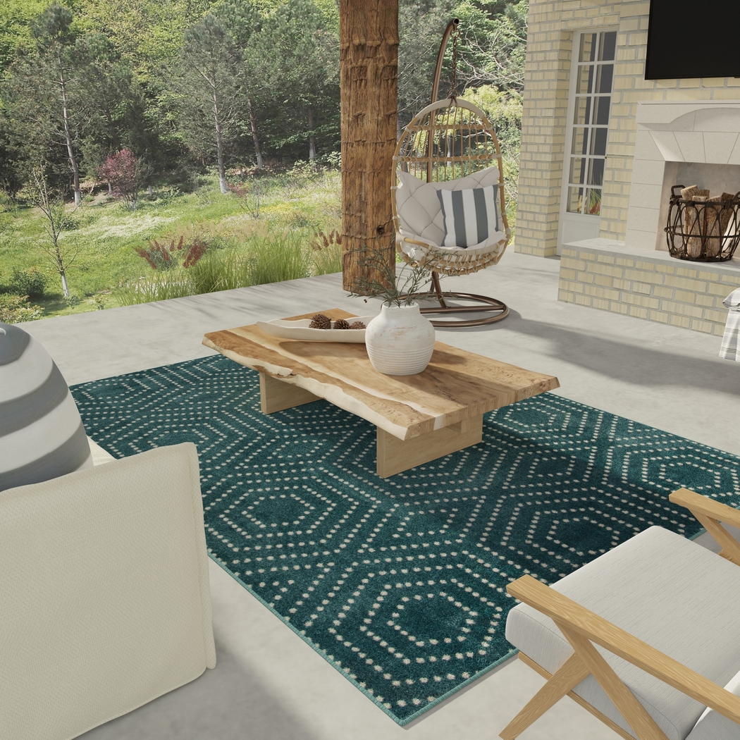 Kasiya Teal 2' x 7' Indoor/Outdoor Runner - Thumbnail - Image 3