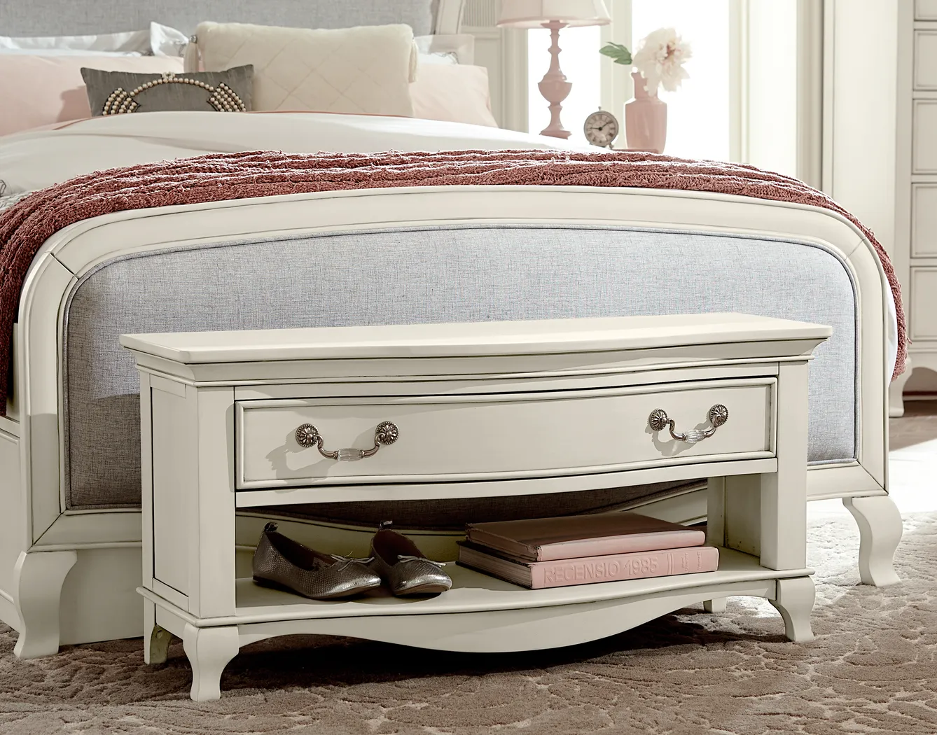 Kasra White Dressing Bench - Thumbnail - Image 2