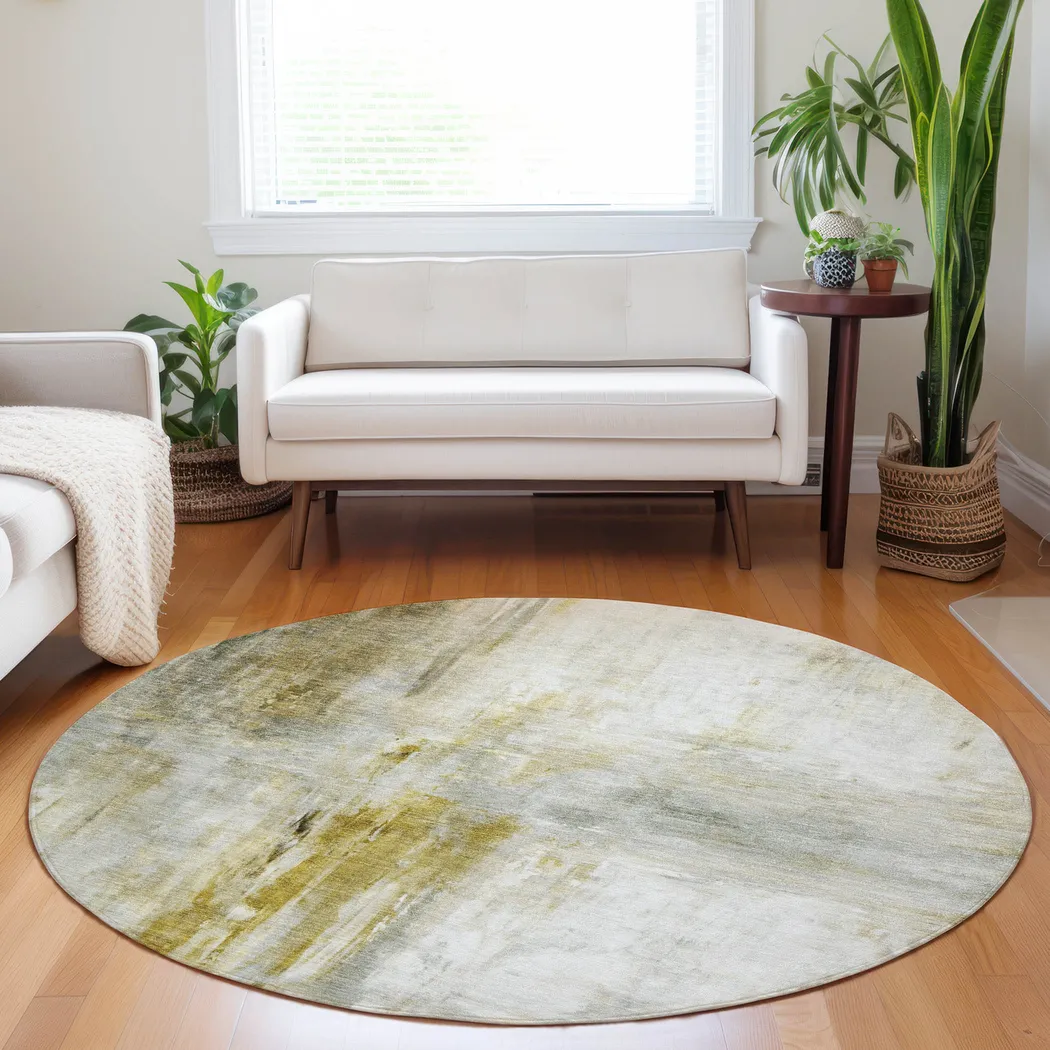 Kasti Gold 8' Round Machine Washable Rug - Thumbnail - Image 2