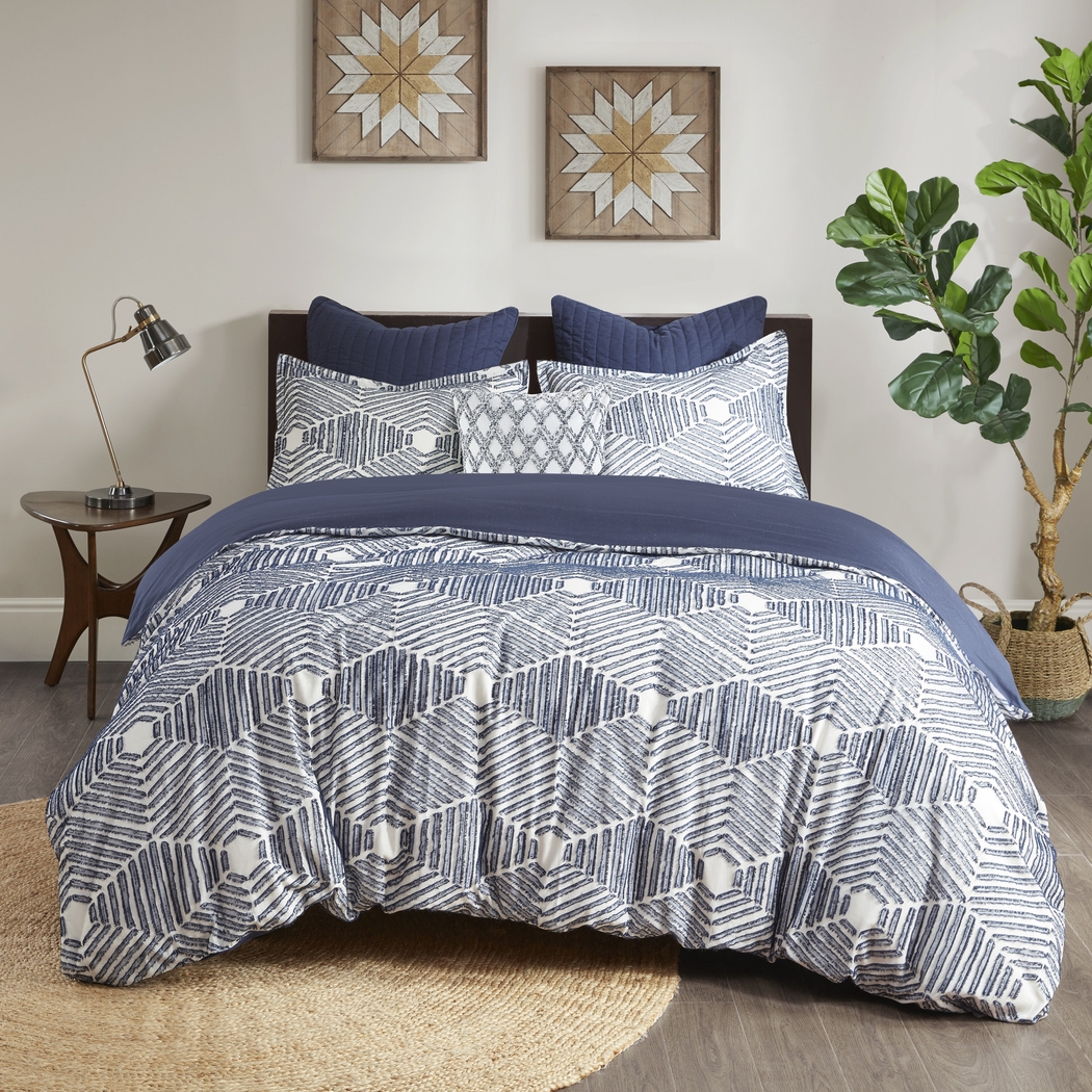 Katara Navy 3 Pc Queen Comforter Set - Thumbnail - Image 1