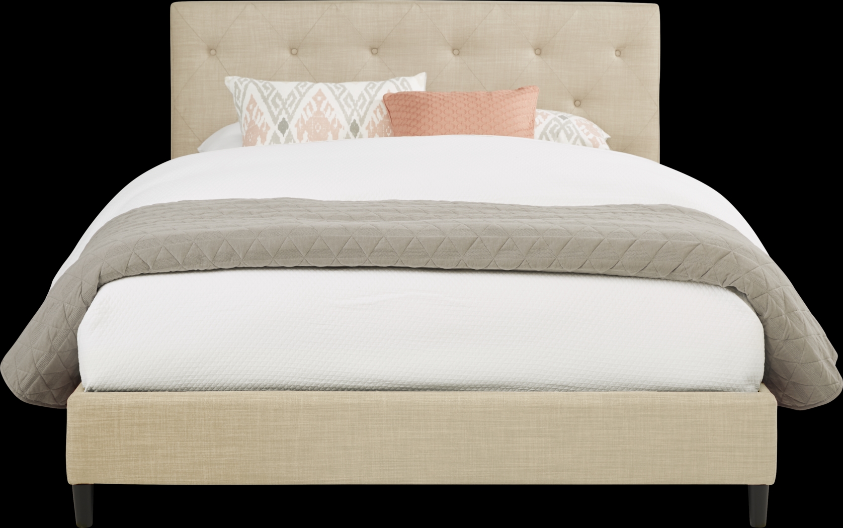 Kaylan Beige 3 Pc Queen Upholstered Bed - Thumbnail - Image 1
