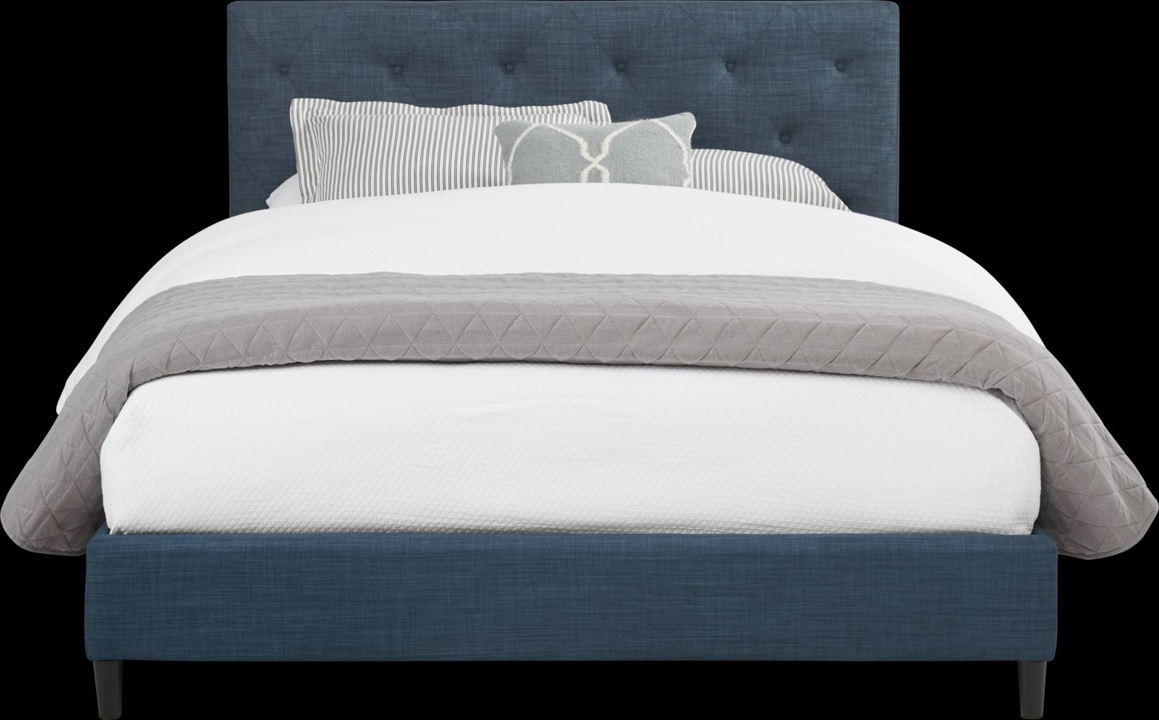 Kaylan Navy 3 Pc Queen Upholstered Bed - Thumbnail - Image 1