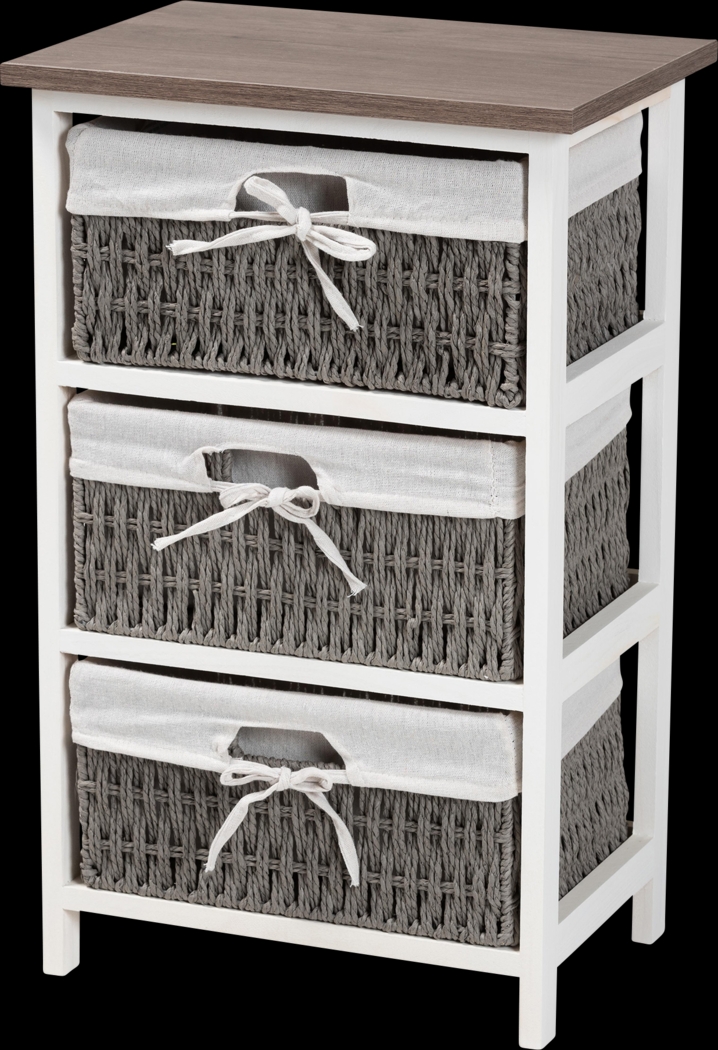 Kayoming White 3 Basket Storage Unit - Thumbnail - Image 1