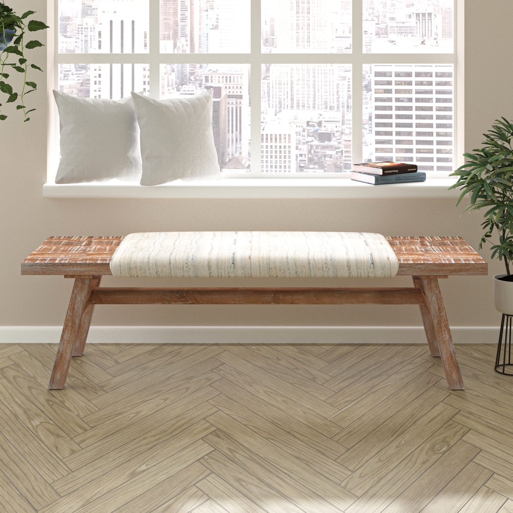 Kazri White/Brown Bench - Thumbnail - Image 2