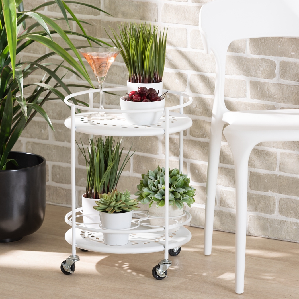 Keathley White Kitchen Cart - Thumbnail - Image 2