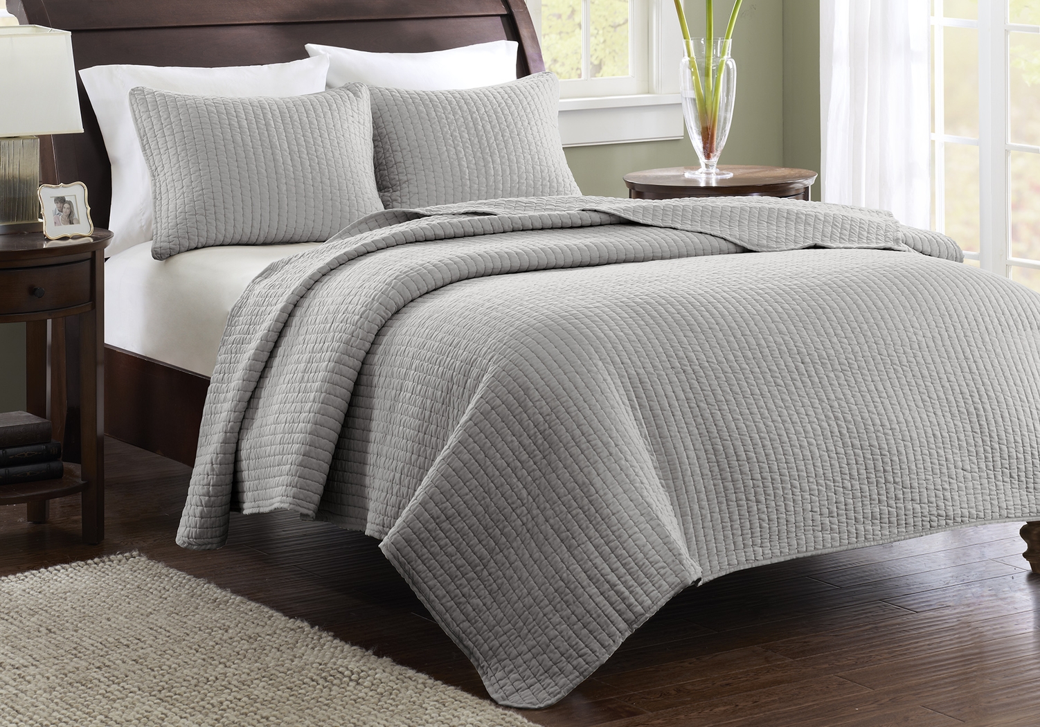 Keaton Gray 3 Pc Full/Queen Coverlet Set - Thumbnail - Image 1