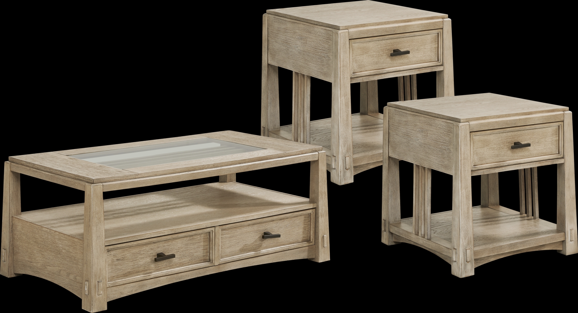 Keaton Natural 3 Pc Table Set - Thumbnail - Image 1