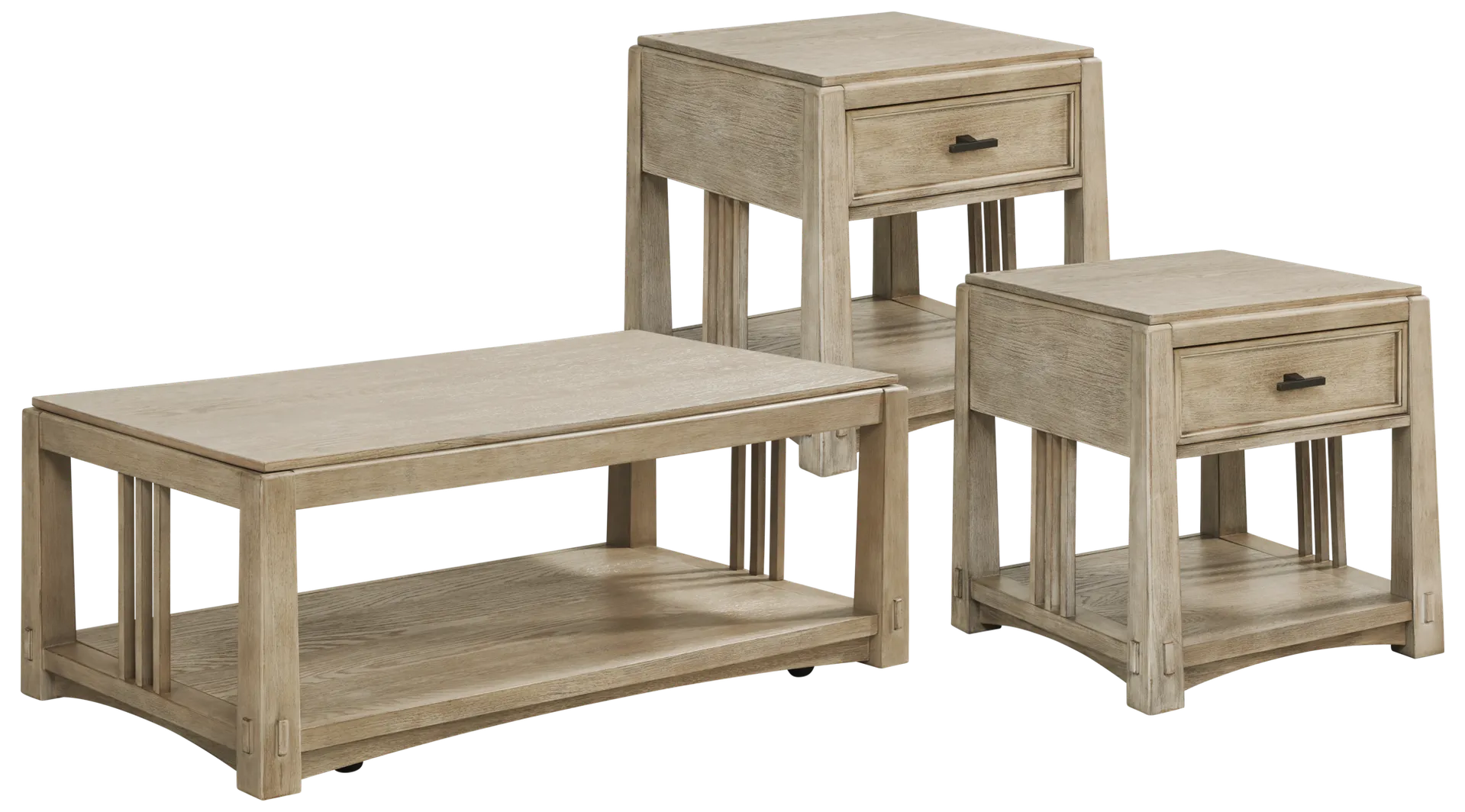 natural 3 pc occasional table set