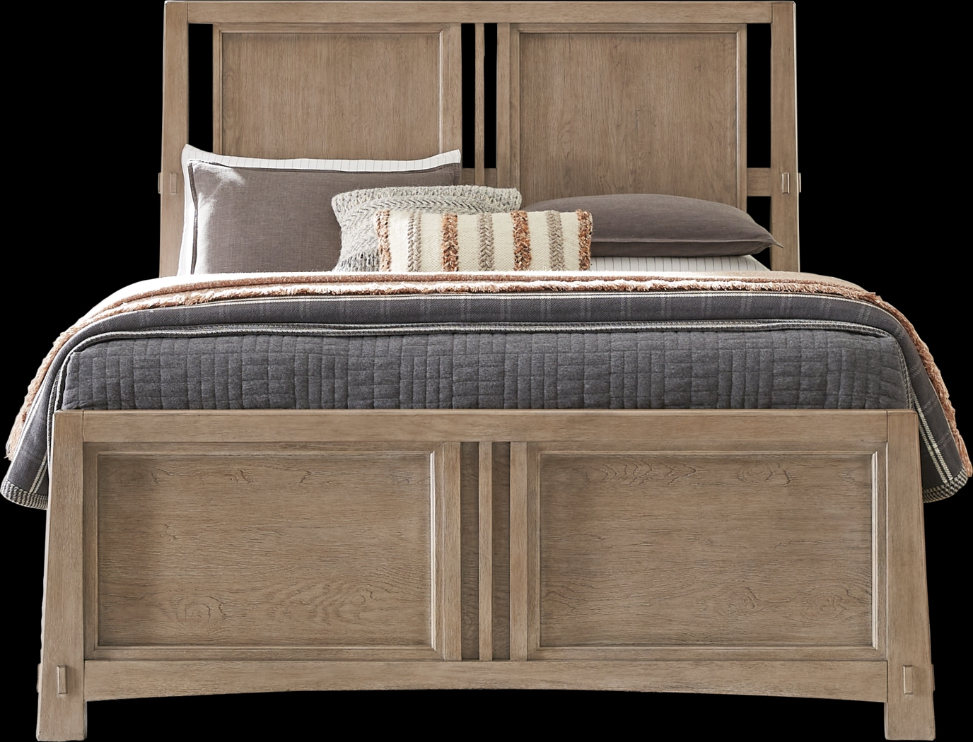 Keaton Taupe 3 Pc Queen Panel Bed - Thumbnail - Image 1
