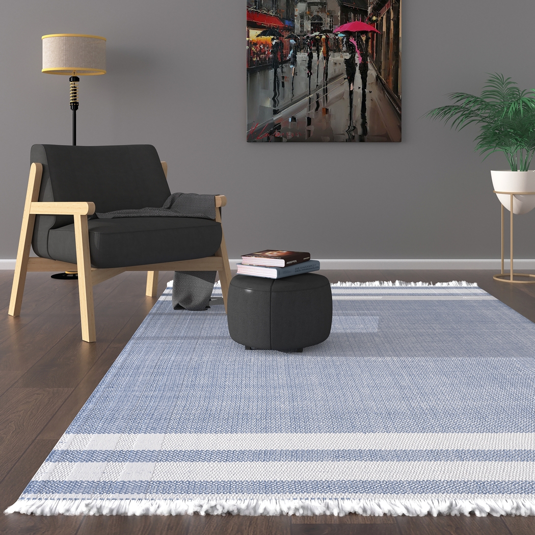Kebba Blue 7' x 9'9 Indoor/Outdoor Rug - Thumbnail - Image 2